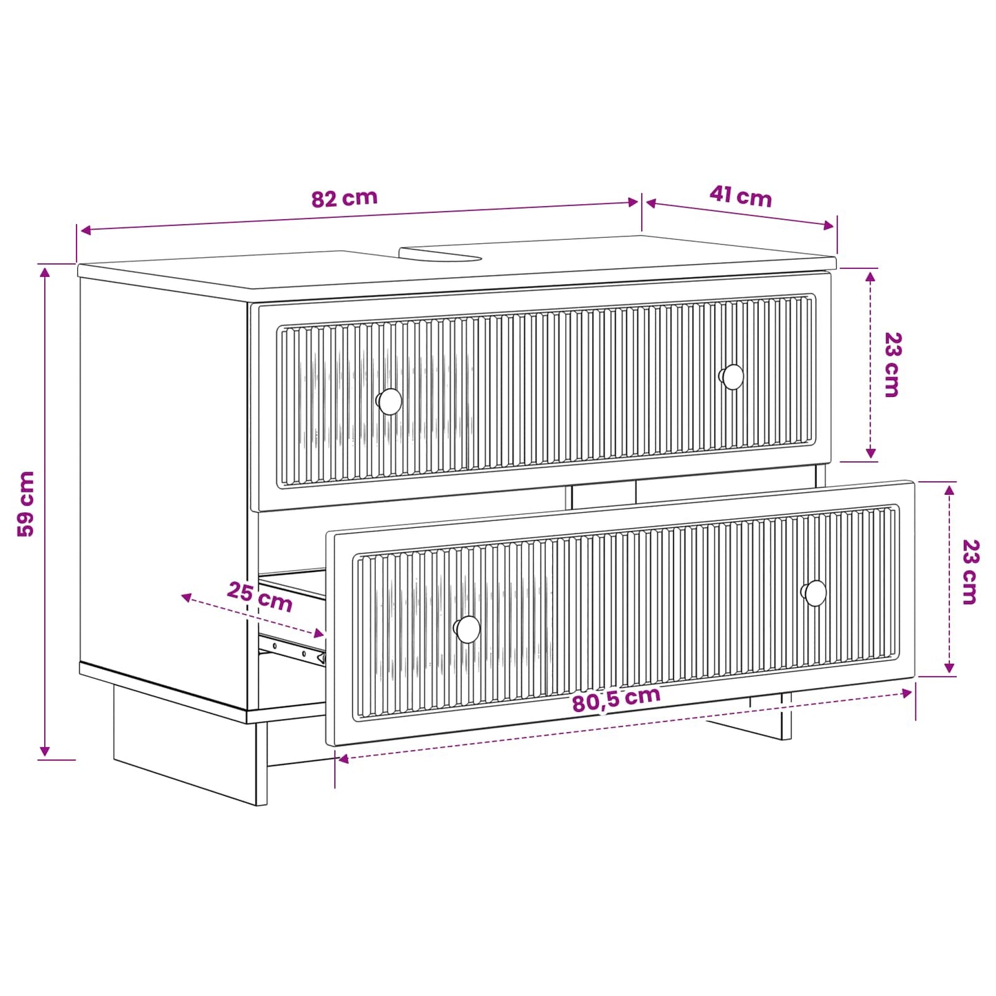 Bathroom Sink Cabinet EDE Concrete Grey 82 x 41x 59 cm