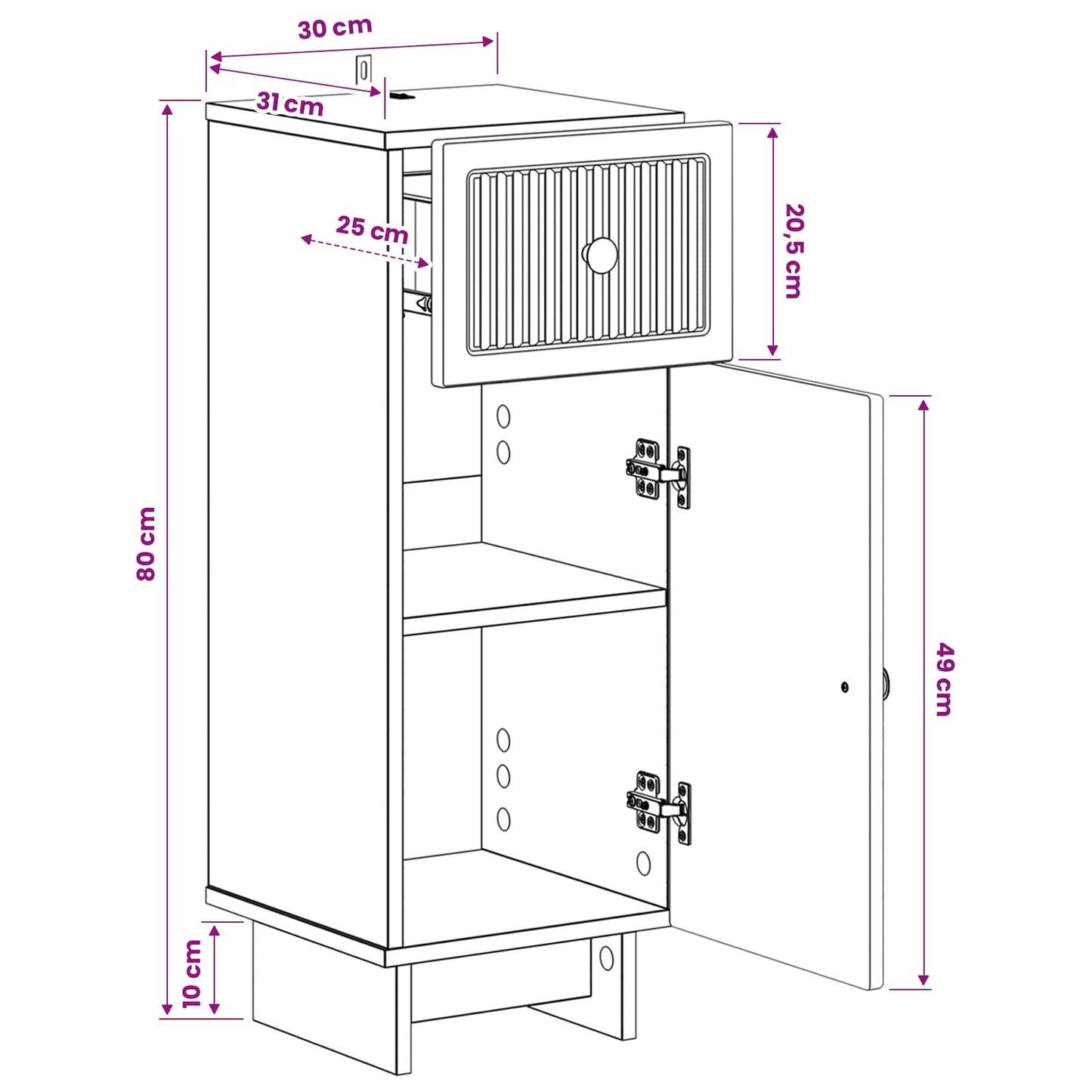 Bathroom Storage Cainet EDE Grey Sonoma 30 x 31 x 80 cm