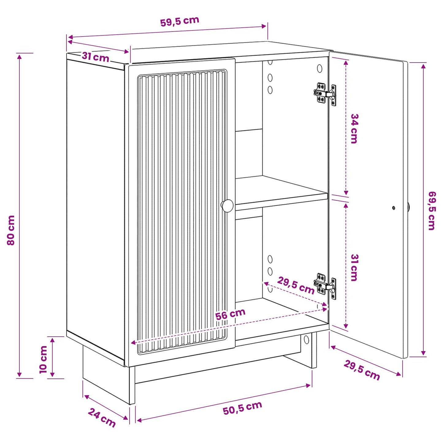 Bathroom Storage Cainet EDE Sonoma Oak 59.5 x 31 x 80 cm