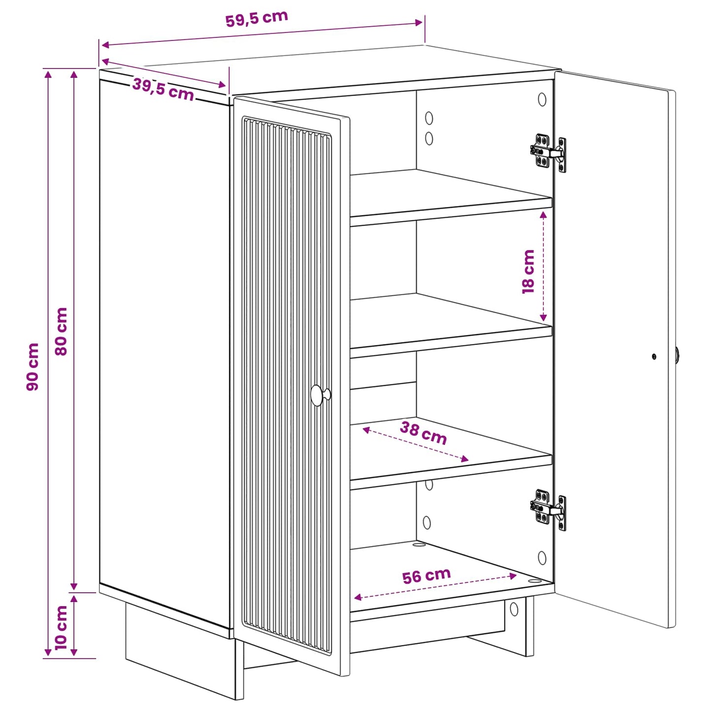Shoe Cabinet EDE 59.5 x 39.5 x 90 cm Engineered Wood White