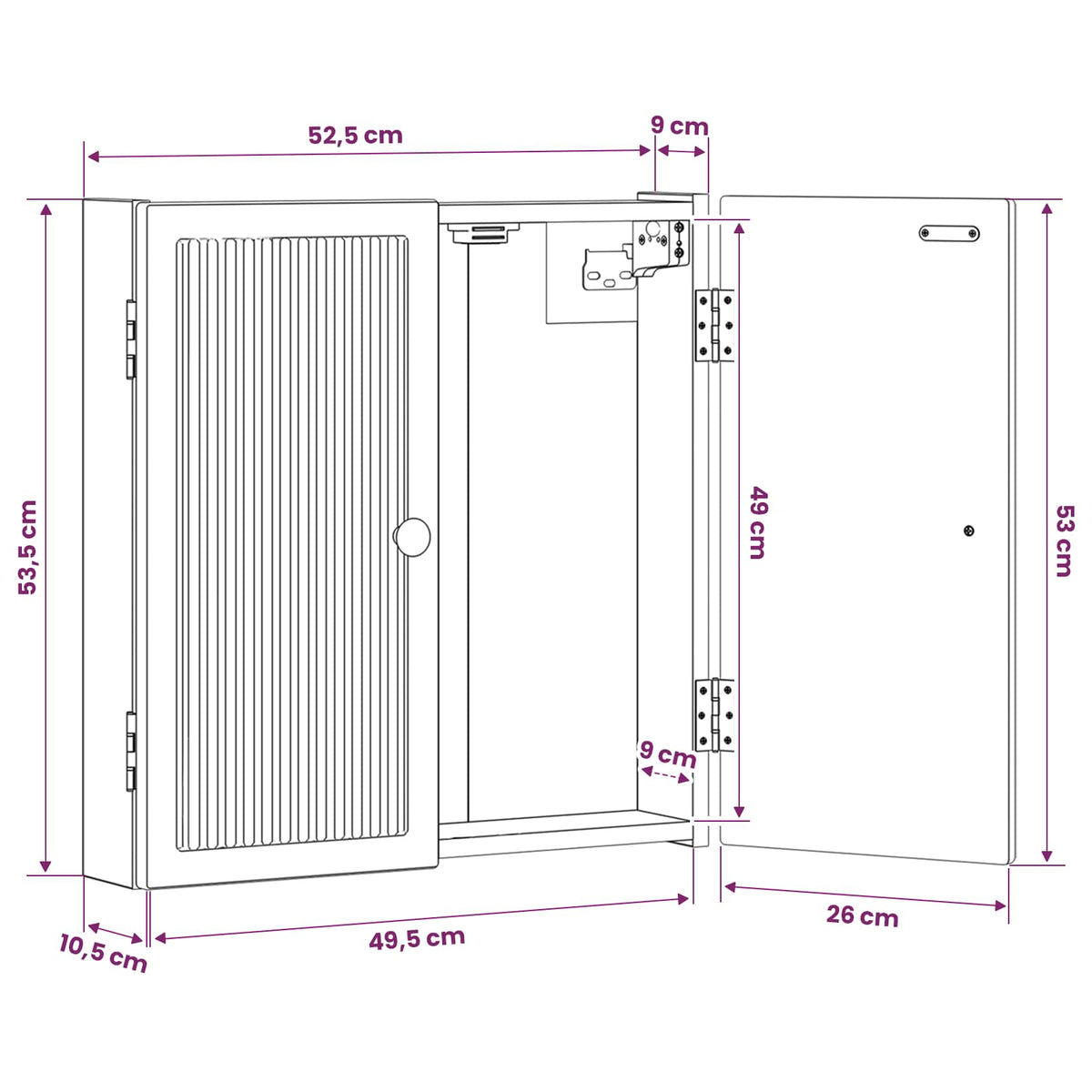 Dartboard Cabinet EDE High Gloss White 52.5 x 10.5 x 53.5 cm