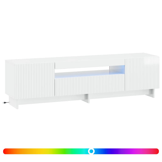 LED TV Cabinet High Gloss White Engineered Wood