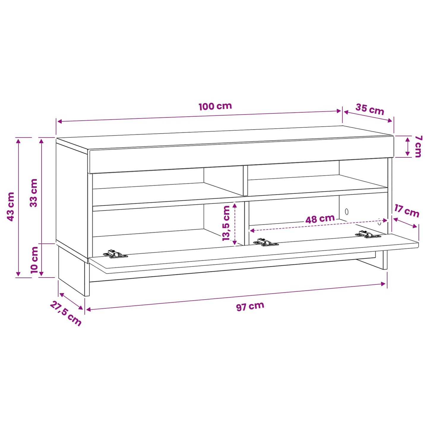 LED TV Cabinet High Gloss White Engineered Wood