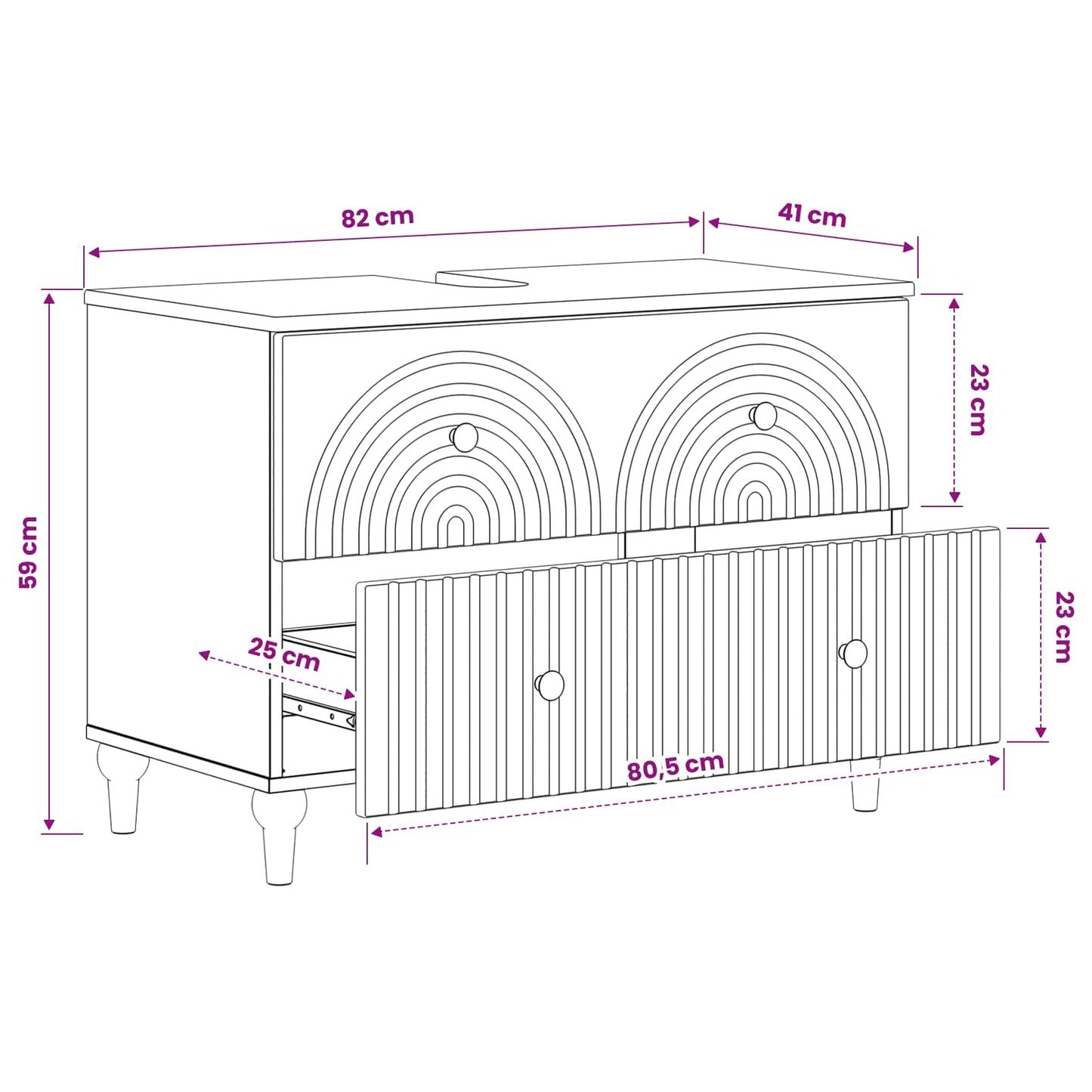 Bathroom Sink Cabinet ALKMAAR White 82 x 41x 59 cm