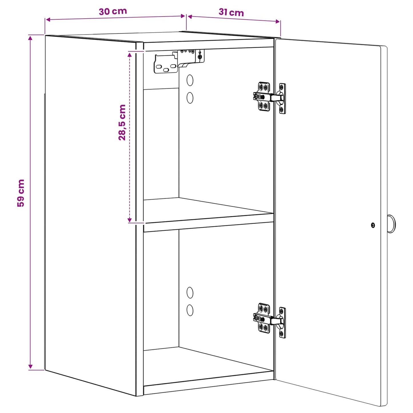 Bathroom Wall Cabinet ALKMAAR Smoked Oak 30 x 31 x 59 cm