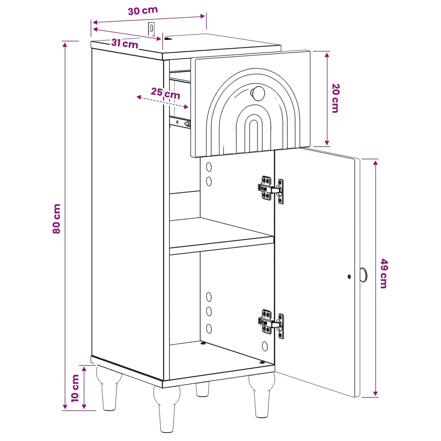 Bathroom Storage Cainet ALKMAAR Sonoma Oak 30 x 31 x 80 cm
