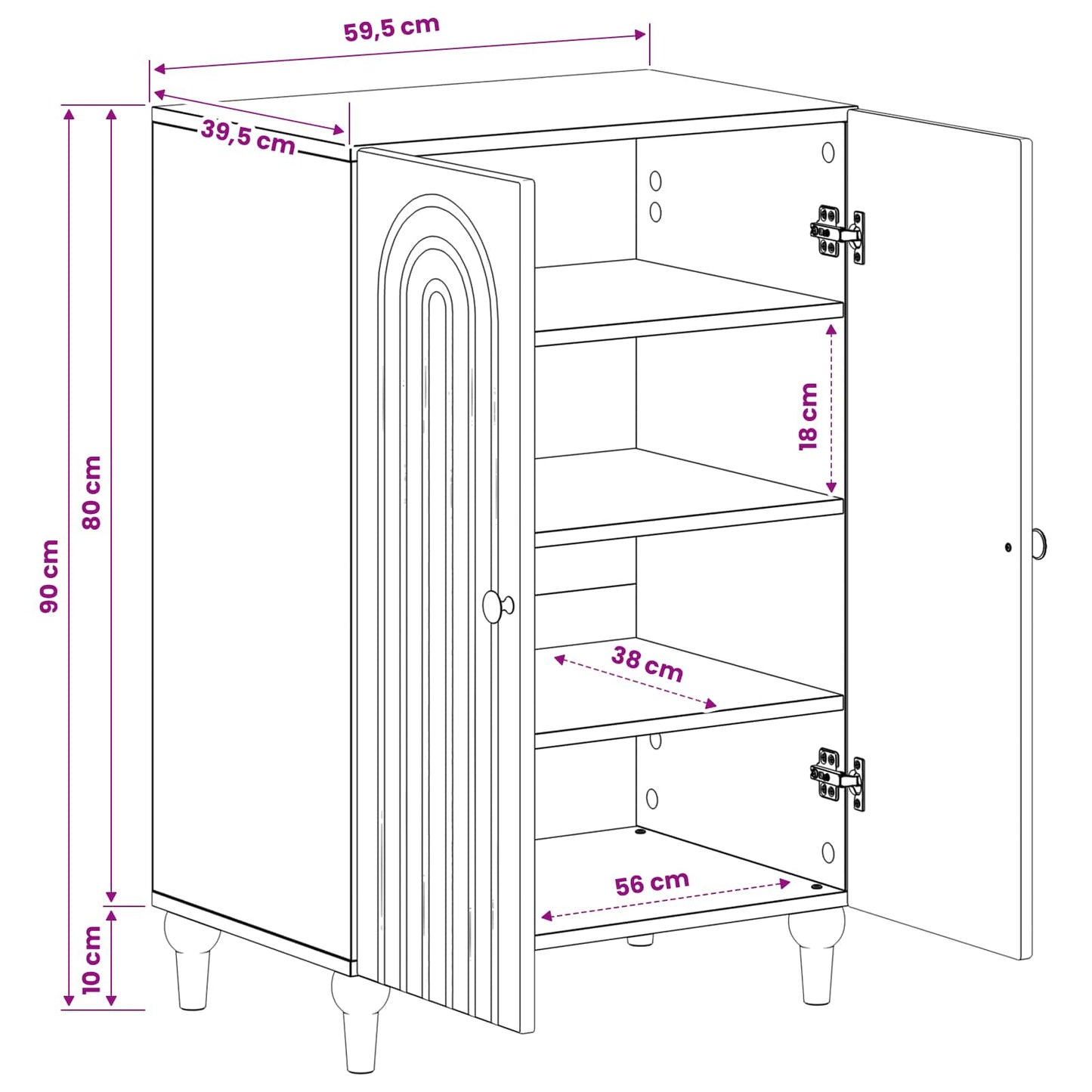 Shoe Cabinet ALKMAAR 59.5 x 39.5 x 90 cm Engineered Wood White