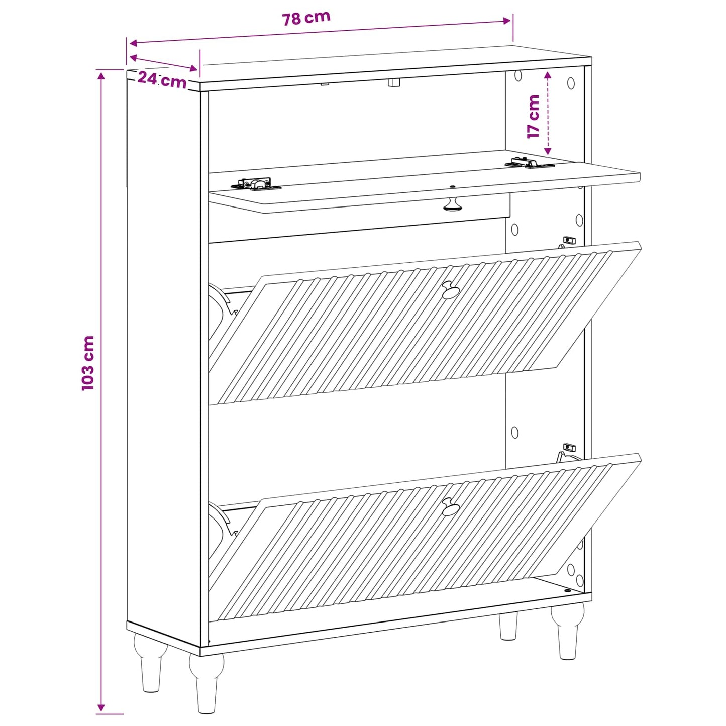 Shoe Cabinet ALKMAAR 78 x 24 x 103 cm Engineered Wood Black