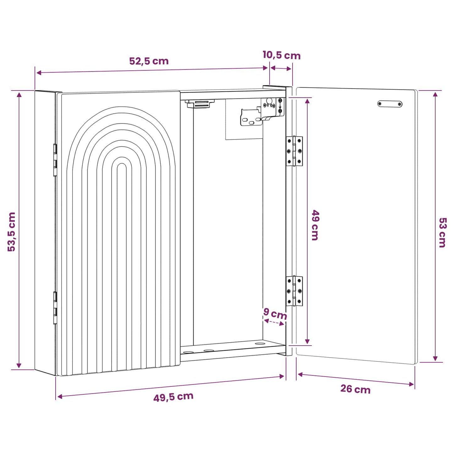 Dartboard Cabinet ALKMAAR Artisan Oak 52.5 x 10.5 x 53.5 cm