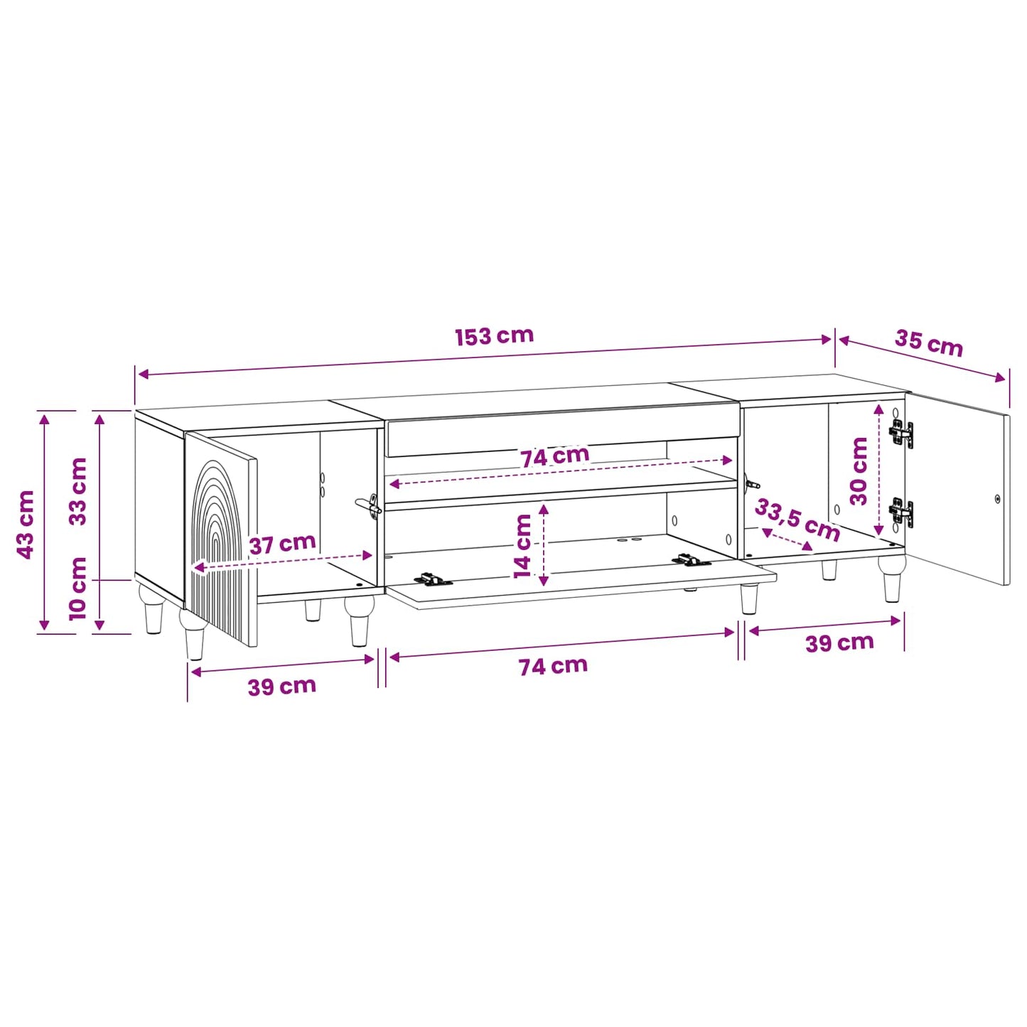 LED TV Cabinet Old Wood Engineered Wood