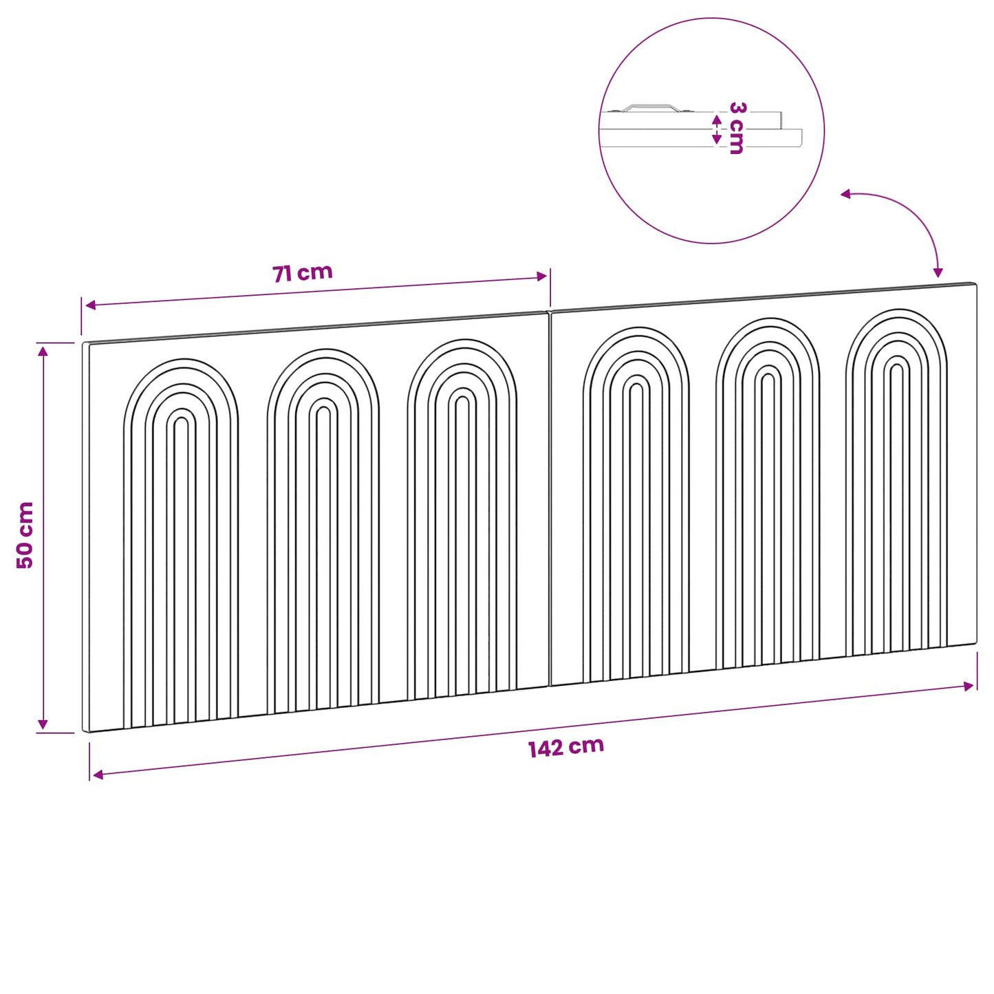 Wall-Mounted Headboard ALKMAAR High Gloss White Engineered Wood