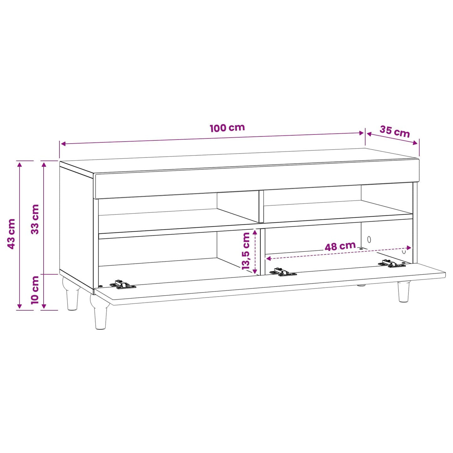 LED TV Cabinet High Gloss White Engineered Wood