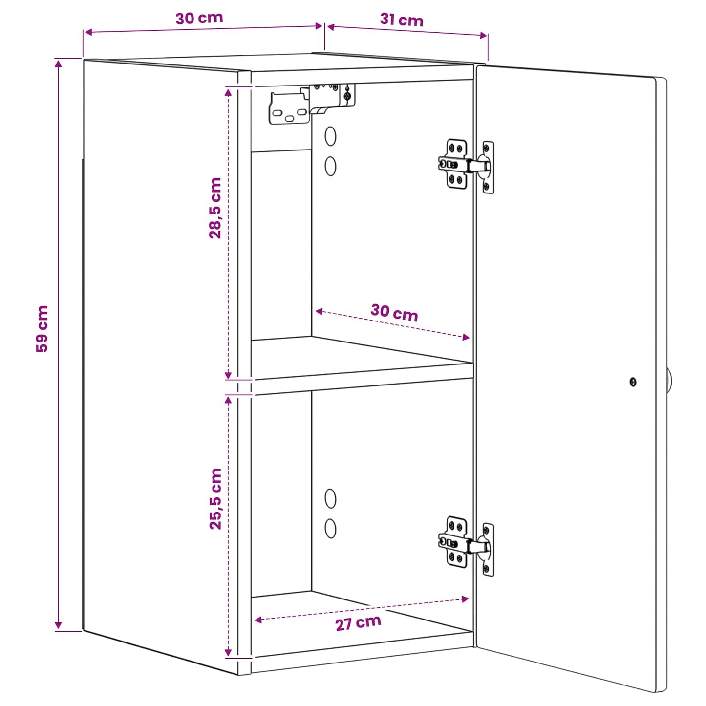 Bathroom Wall Cabinet ZWOLLE Old Wood 30 x 31 x 63 cm
