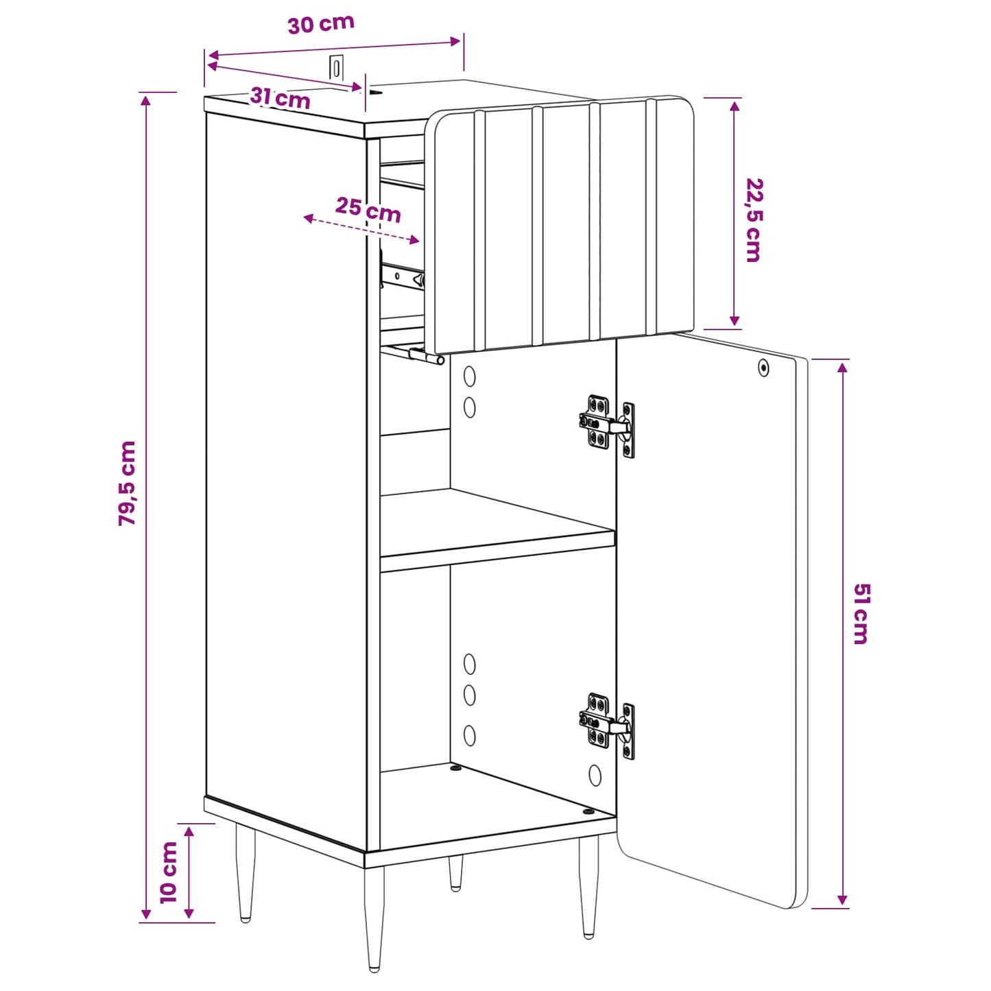 Bathroom Storage Cainet ZWOLLE Grey Sonoma 30 x 31 x 79.5 cm