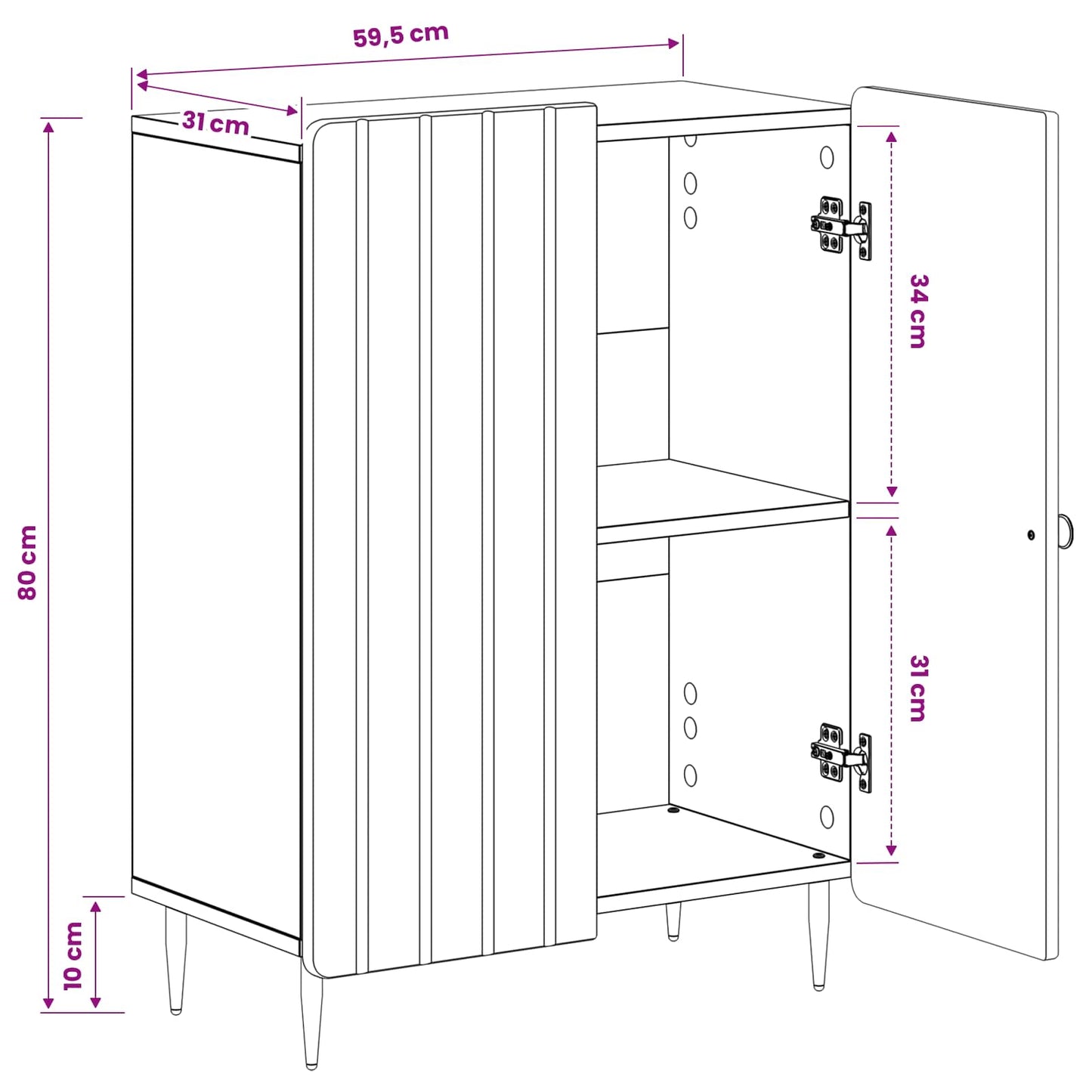 Bathroom Storage Cainet ZWOLLE Grey Sonoma 59.5 x 31 x 79.5 cm