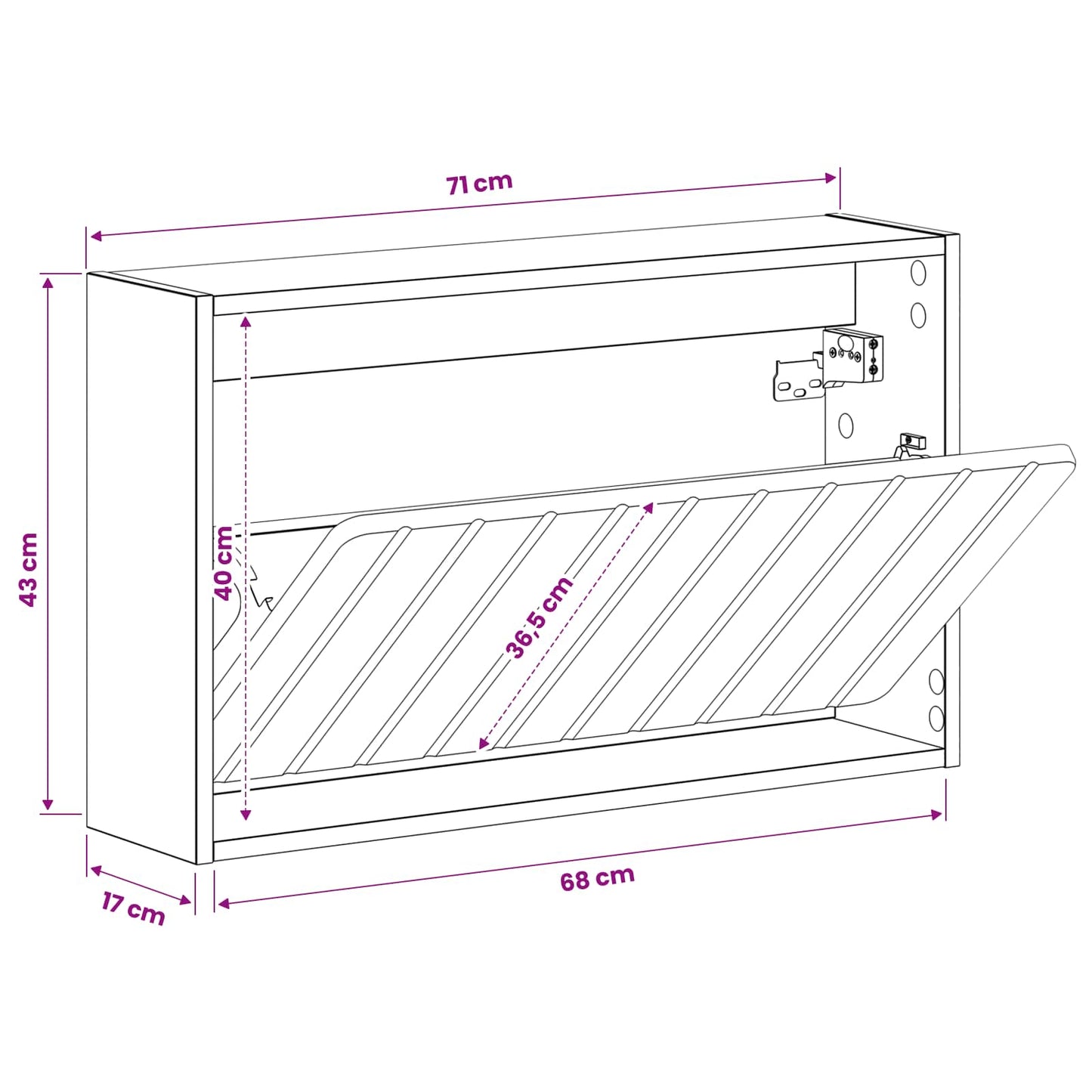 Wall-Mounted Shoe Cabinet ZWOLLE 71 x 17 x 43 cm Smoked Oak