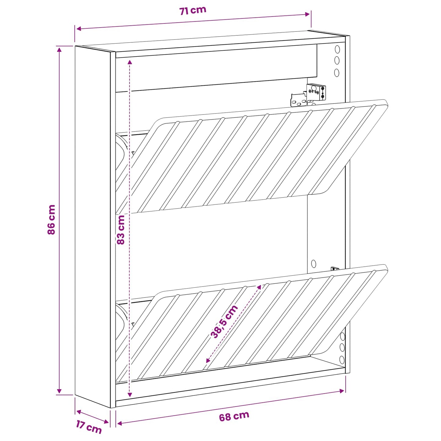 Wall-Mounted Shoe Cabinet ZWOLLE 71 x 17 x 86 cm Sonoma Oak