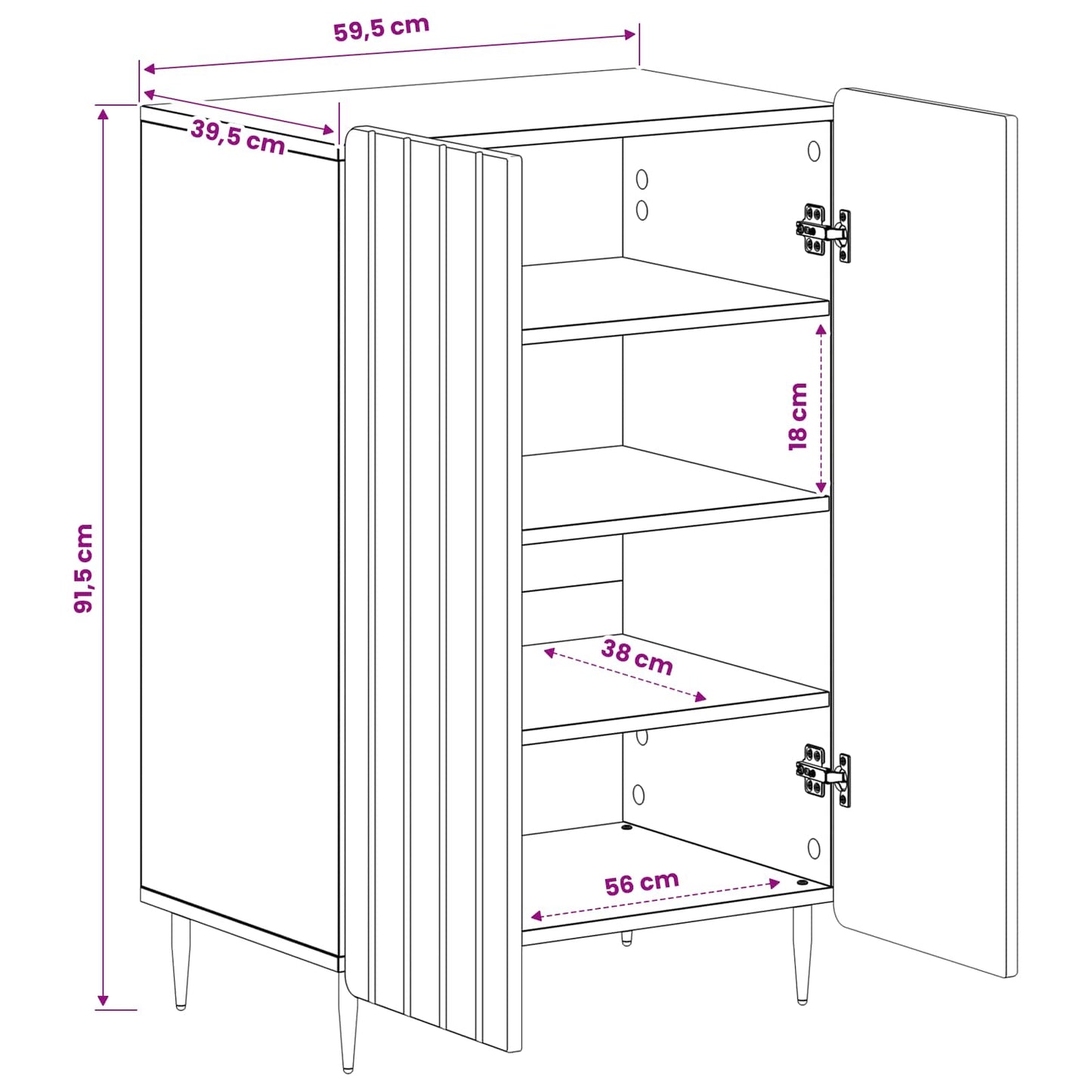 Shoe Cabinet ZWOLLE 59.5 x 39.5 x 91.5 cm Engineered Wood Black