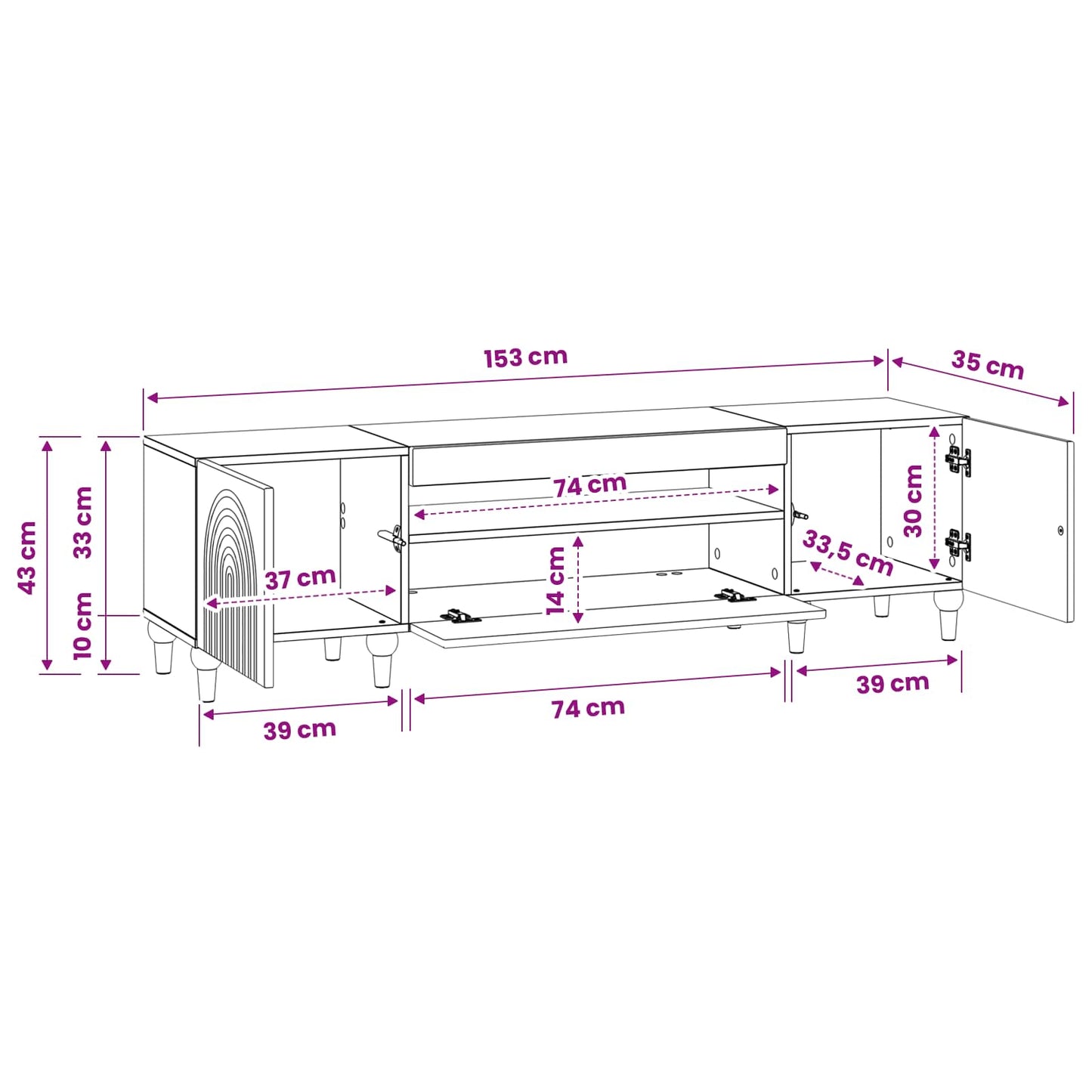 LED TV Cabinet Artisan Oak Engineered Wood