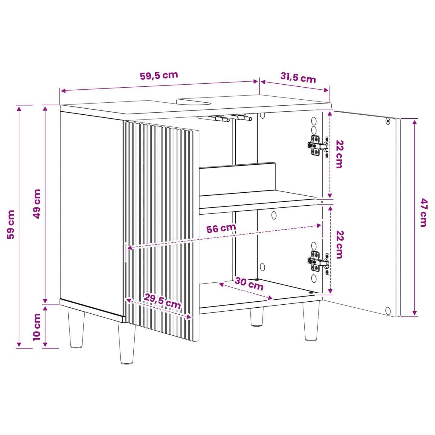 Bathroom Sink Cabinet ARNHEM Artisan Oak 59.5 x 31.5x 59 cm