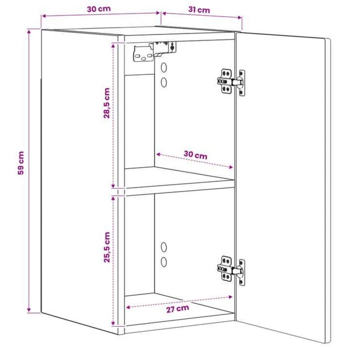 Bathroom Wall Cabinet ARNHEM Concrete Grey 30 x 31 x 59 cm