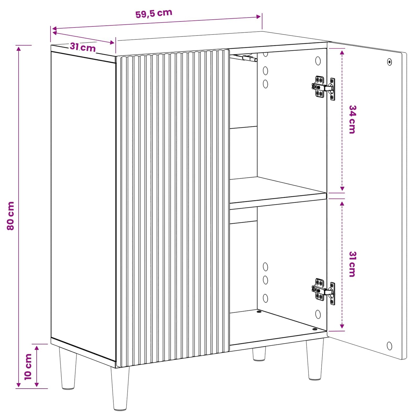 Bathroom Storage Cainet ARNHEM Old Wood 59.5 x 31 x 80 cm