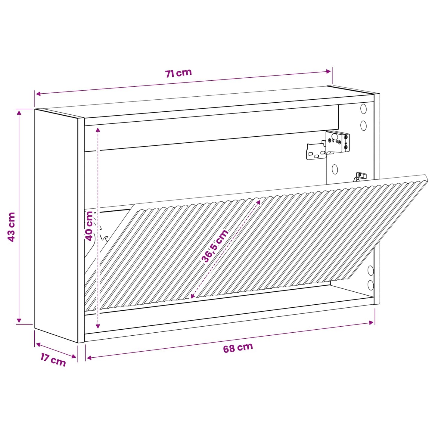Wall-Mounted Shoe Cabinet ARNHEM 71 x 17 x 43 cm Black