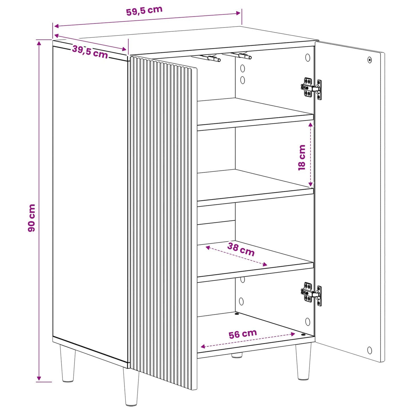 Shoe Cabinet ARNHEM 59.5 x 39.5 x 90 cm Engineered Wood White