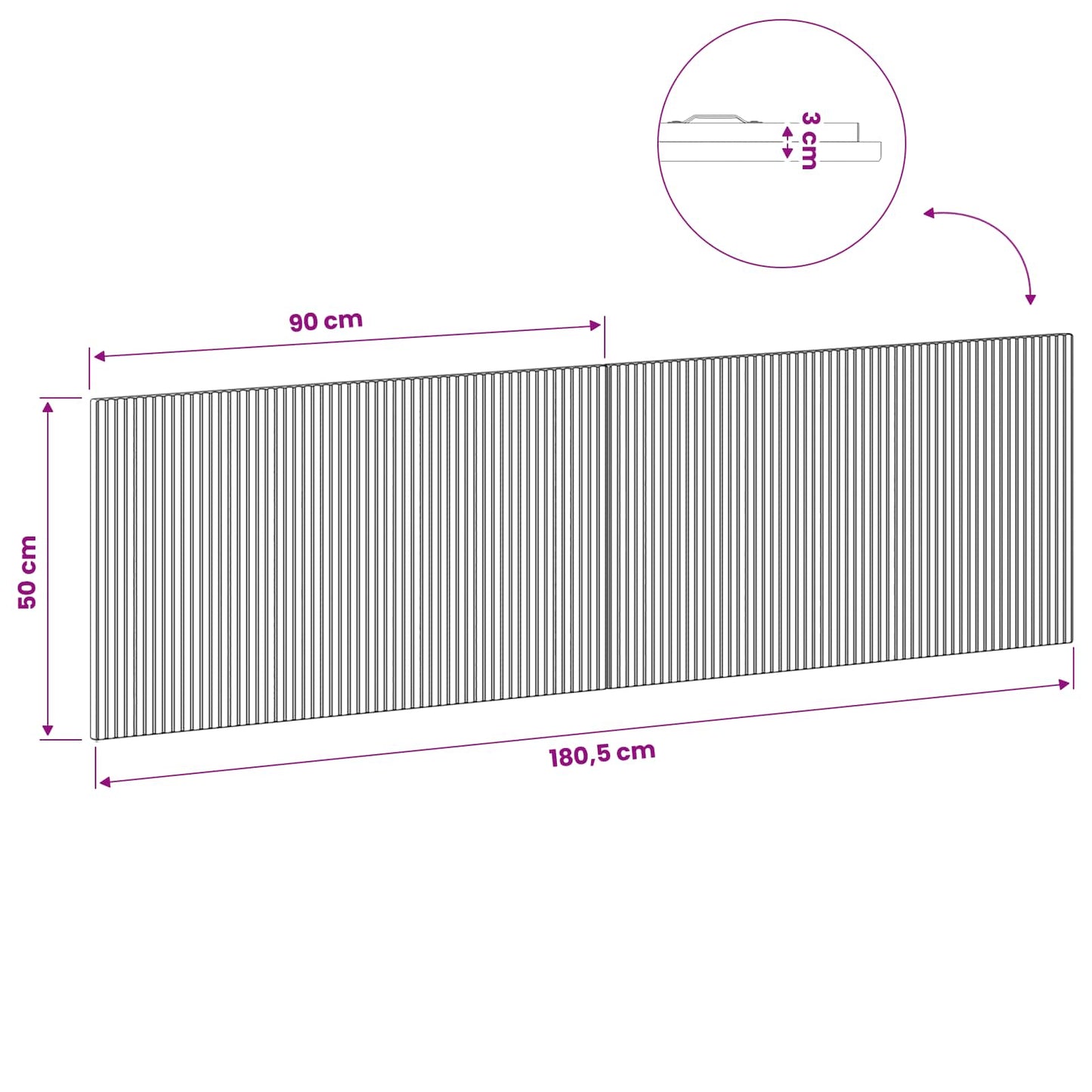 Wall-Mounted Headboard ARNHEM Black Engineered Wood