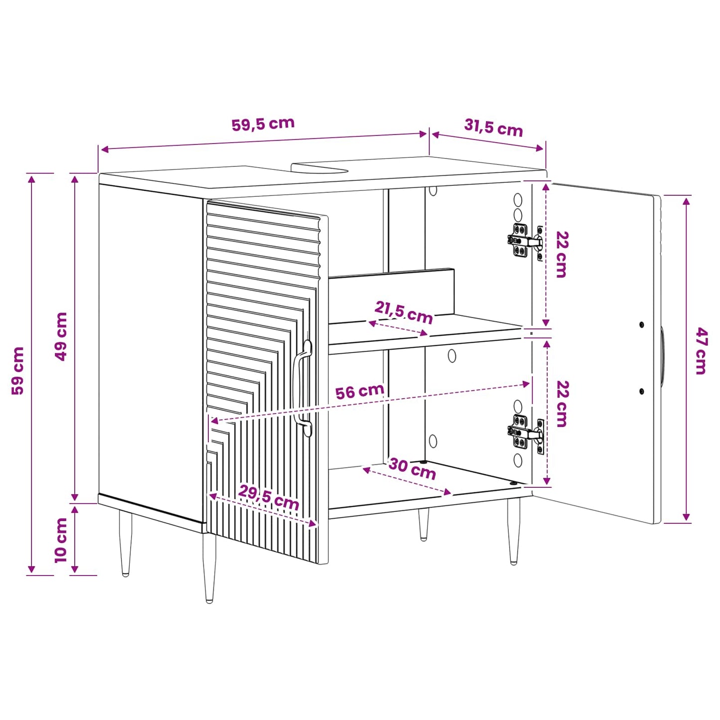 Bathroom Sink Cabinet HAARLEM Sonoma Oak 59.5 x 31.5x 59 cm