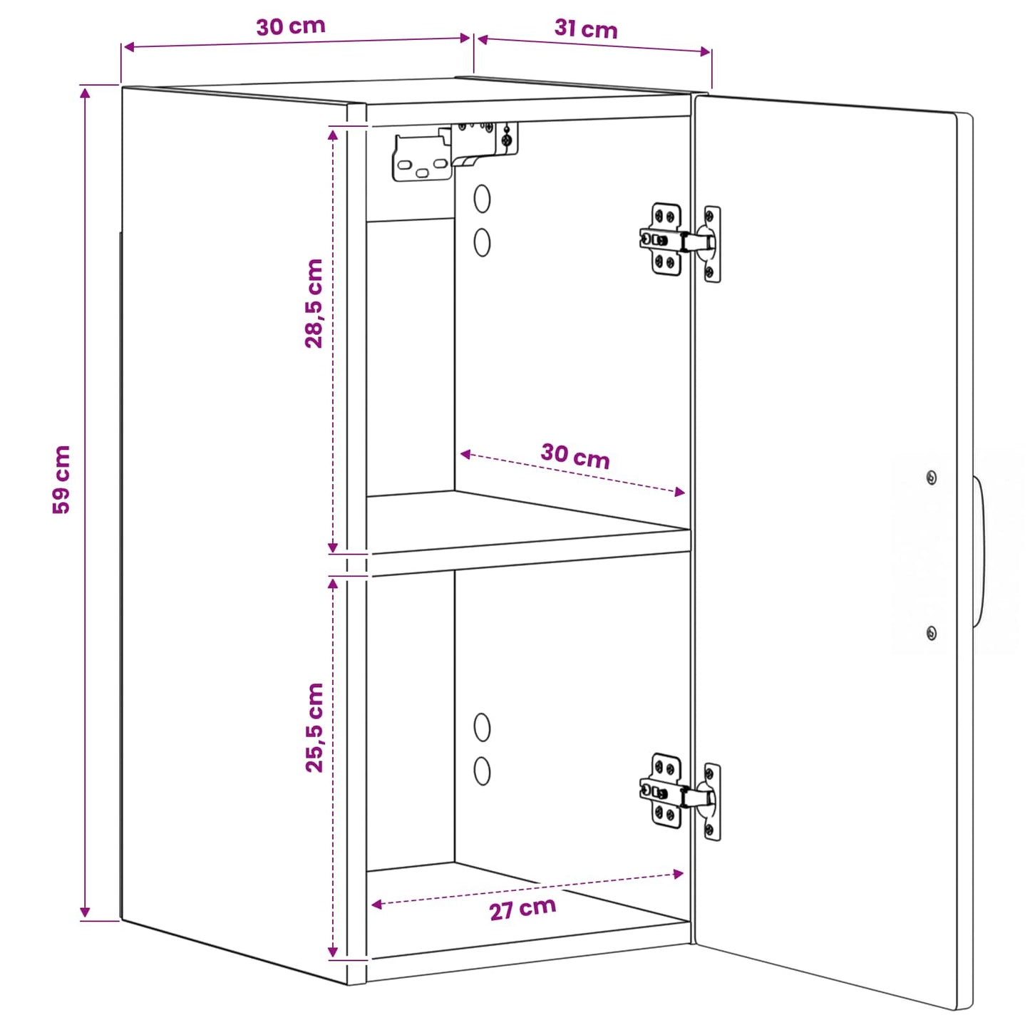 Bathroom Wall Cabinet HAARLEM White 30 x 31 x 59 cm