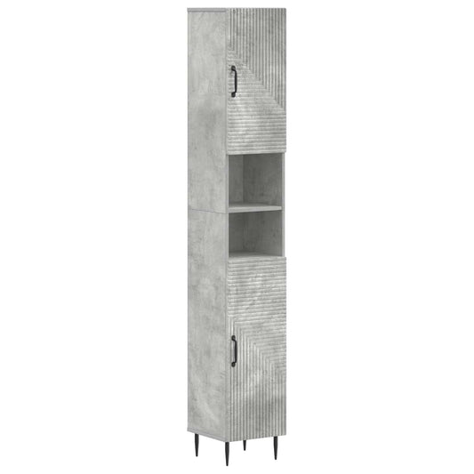 Bathroom Cabinet with Open Shelf HAARLEM Concrete Grey