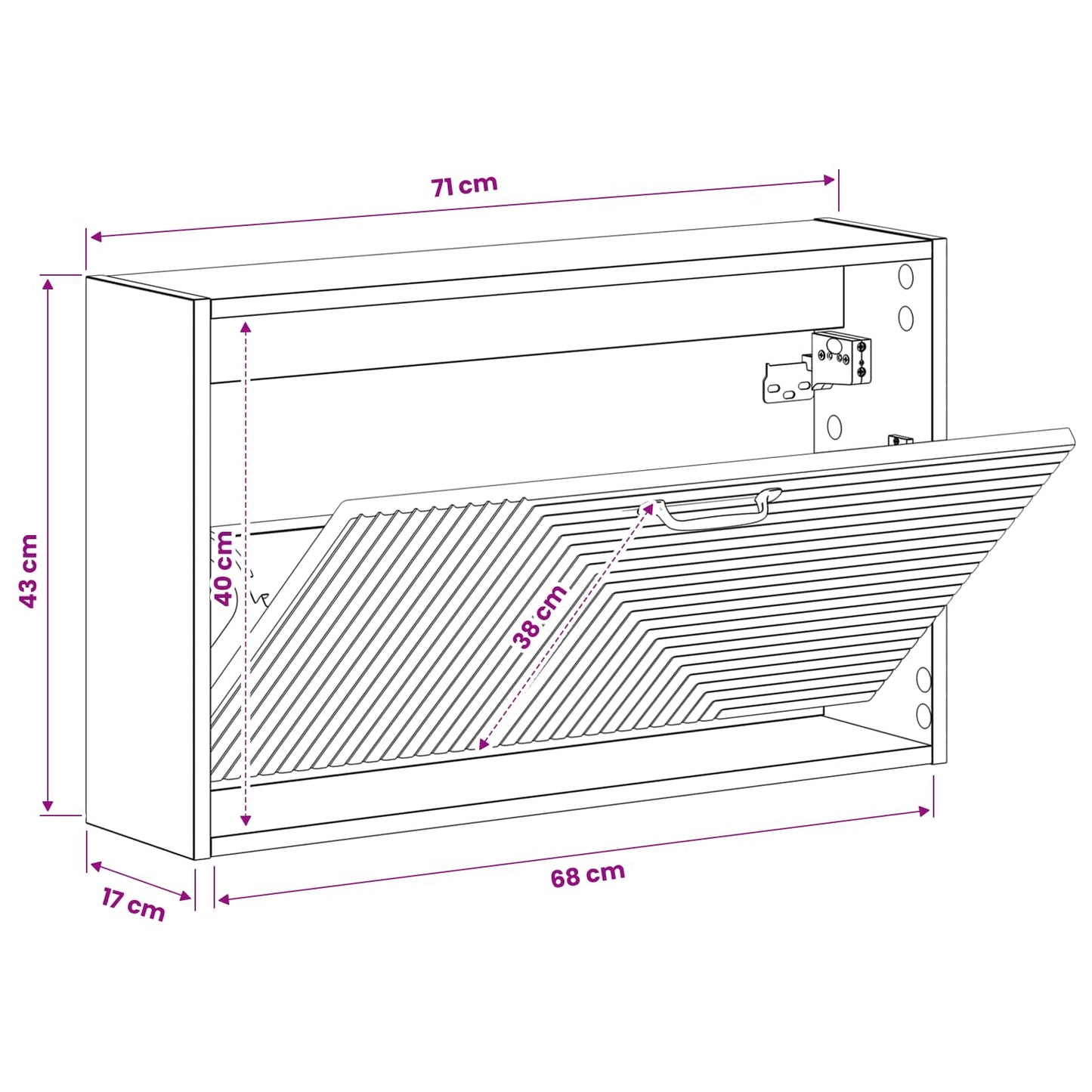 Wall-Mounted Shoe Cabinet HAARLEM 71 x 17 x 43 cm Grey Sonoma