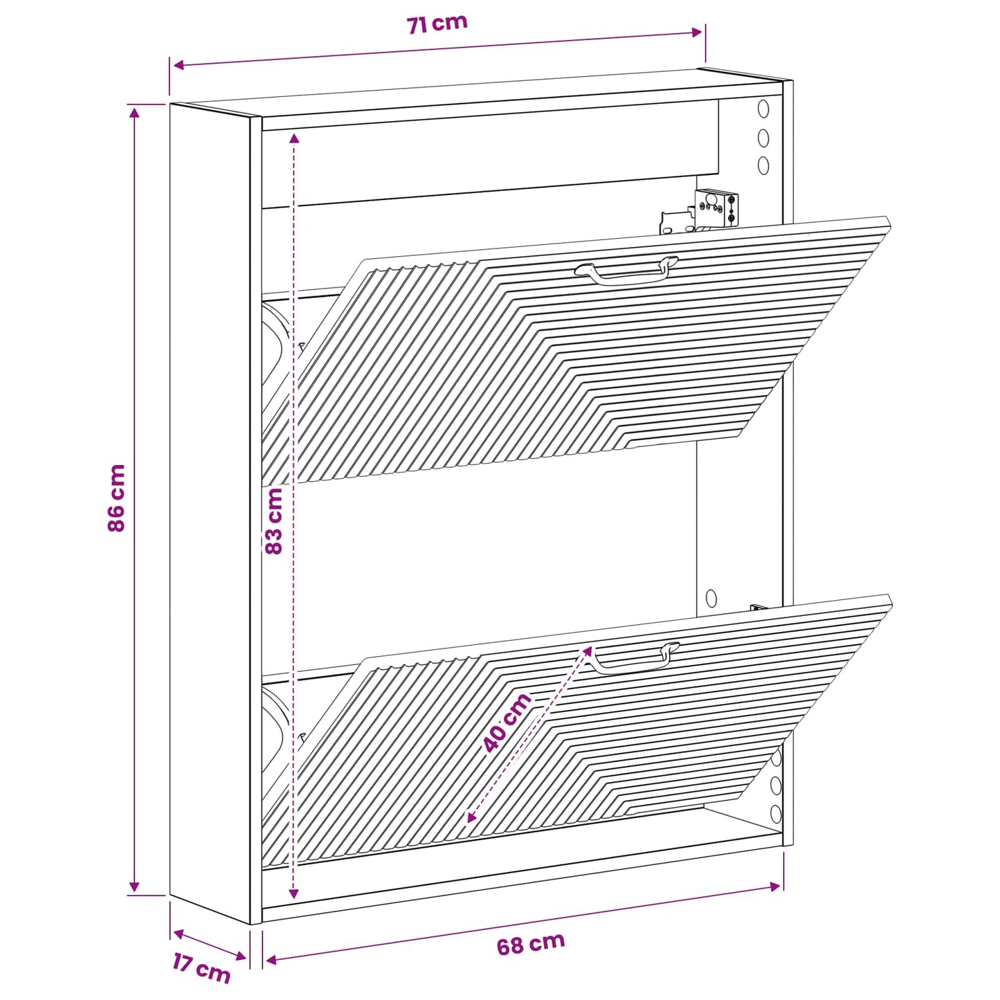 Wall-Mounted Shoe Cabinet HAARLEM 71 x 17 x 86 cm Black