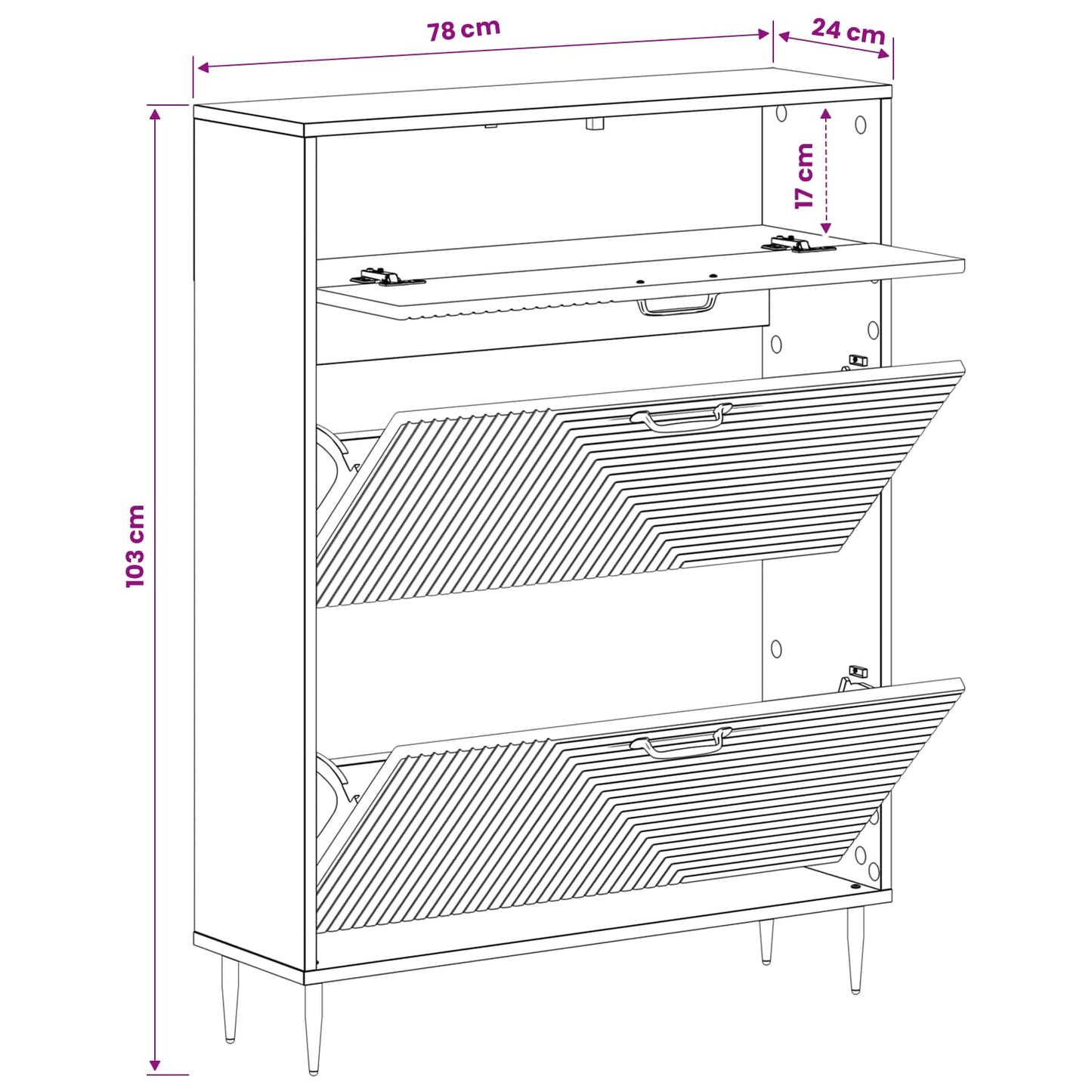 Shoe Cabinet HAARLEM 78 x 24 x 103 cm Engineered Wood Black