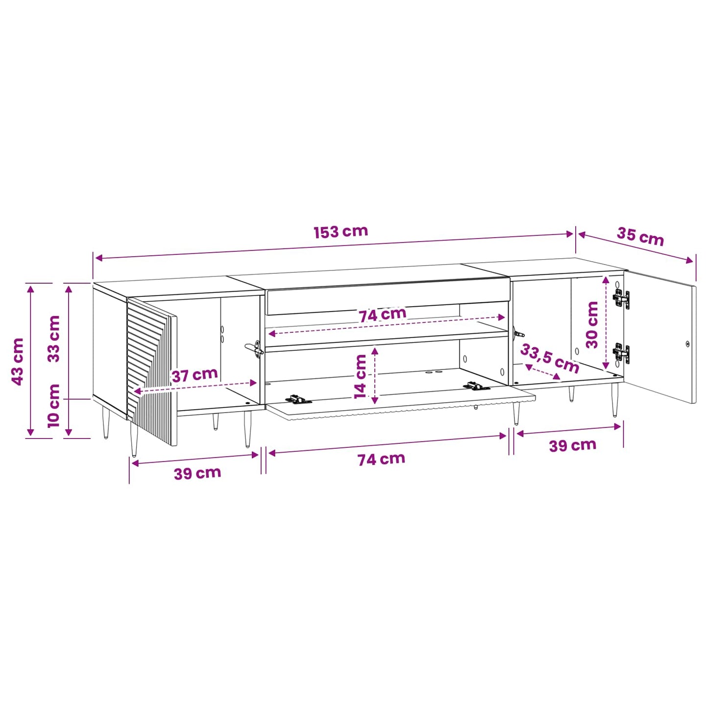 LED TV Cabinet Old Wood Engineered Wood