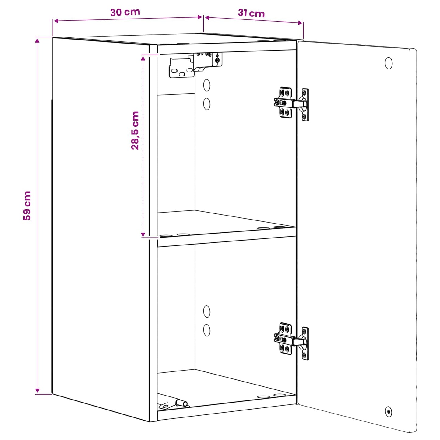 Bathroom Wall Cabinet DELFT Black 30 x 31 x 59 cm