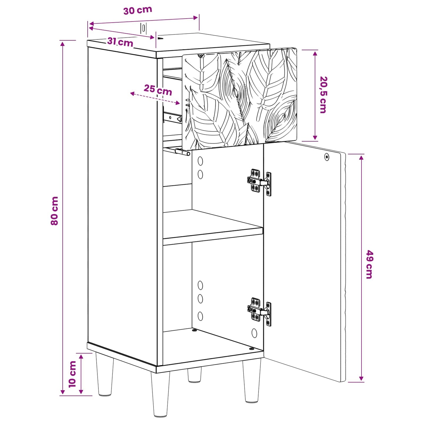 Bathroom Storage Cainet DELFT Grey Sonoma 30 x 31 x 80 cm