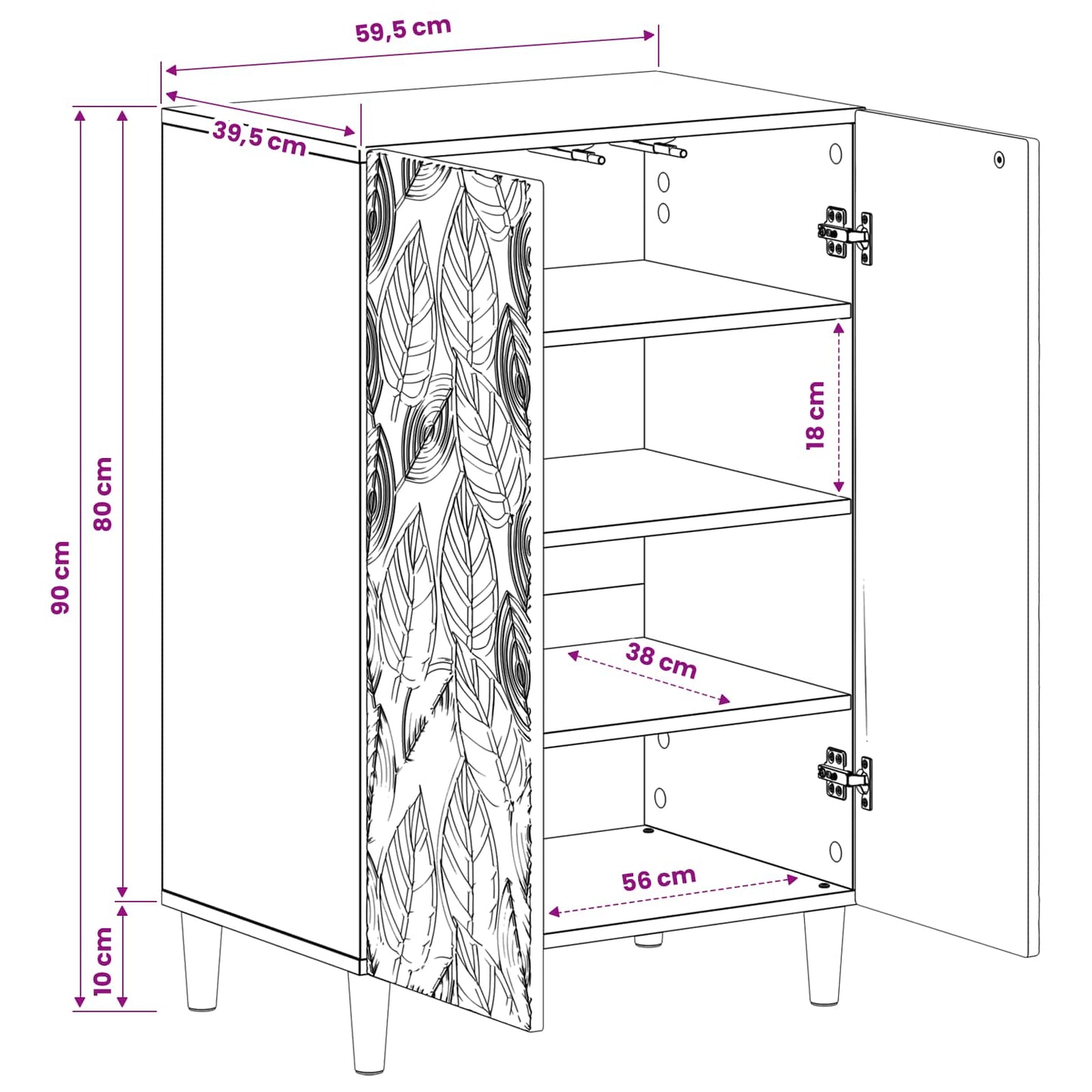 Shoe Cabinet DELFT 59.5 x 39.5 x 90 cm Engineered Wood Black