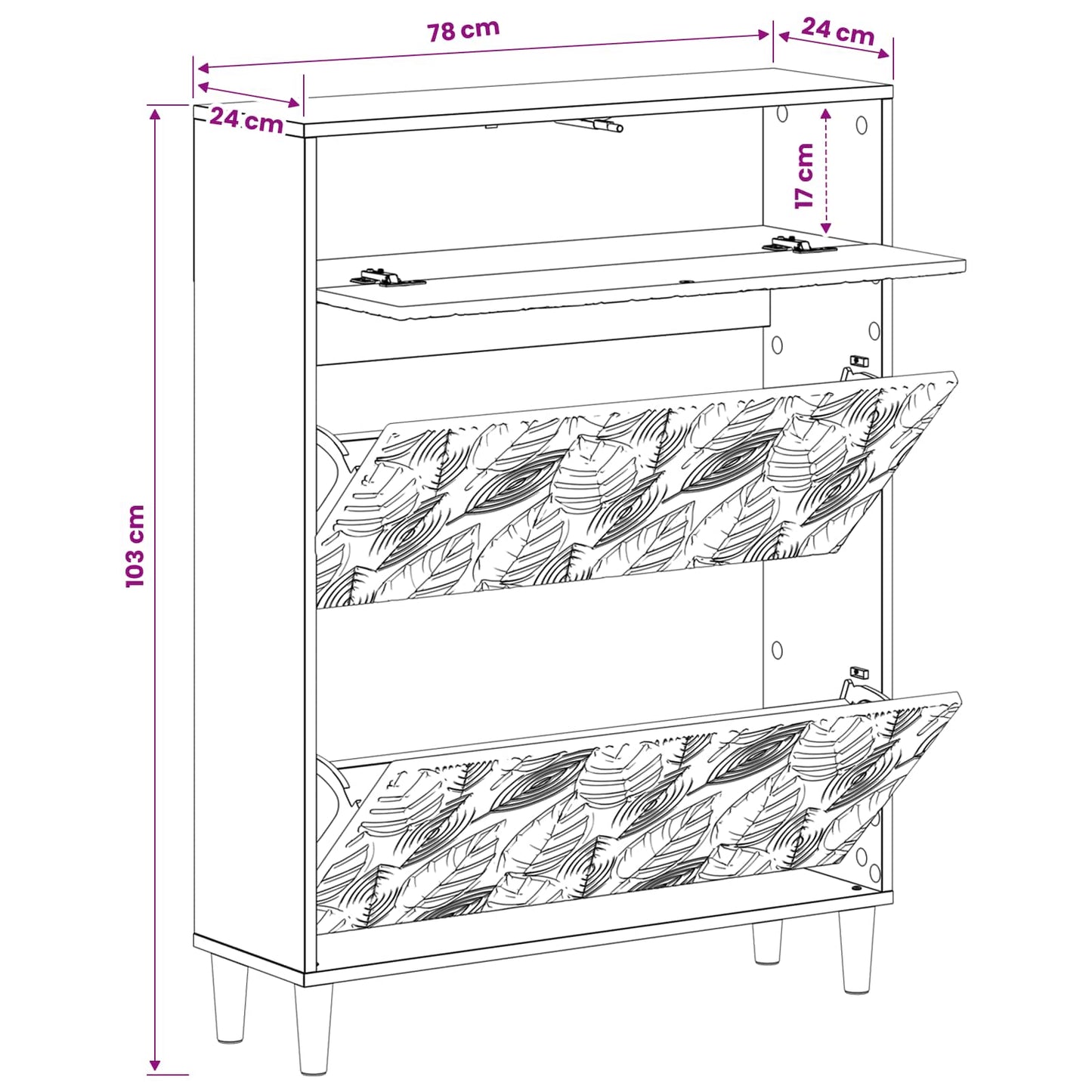 Shoe Cabinet DELFT 78 x 24 x 103 cm Engineered Wood Artisan Oak