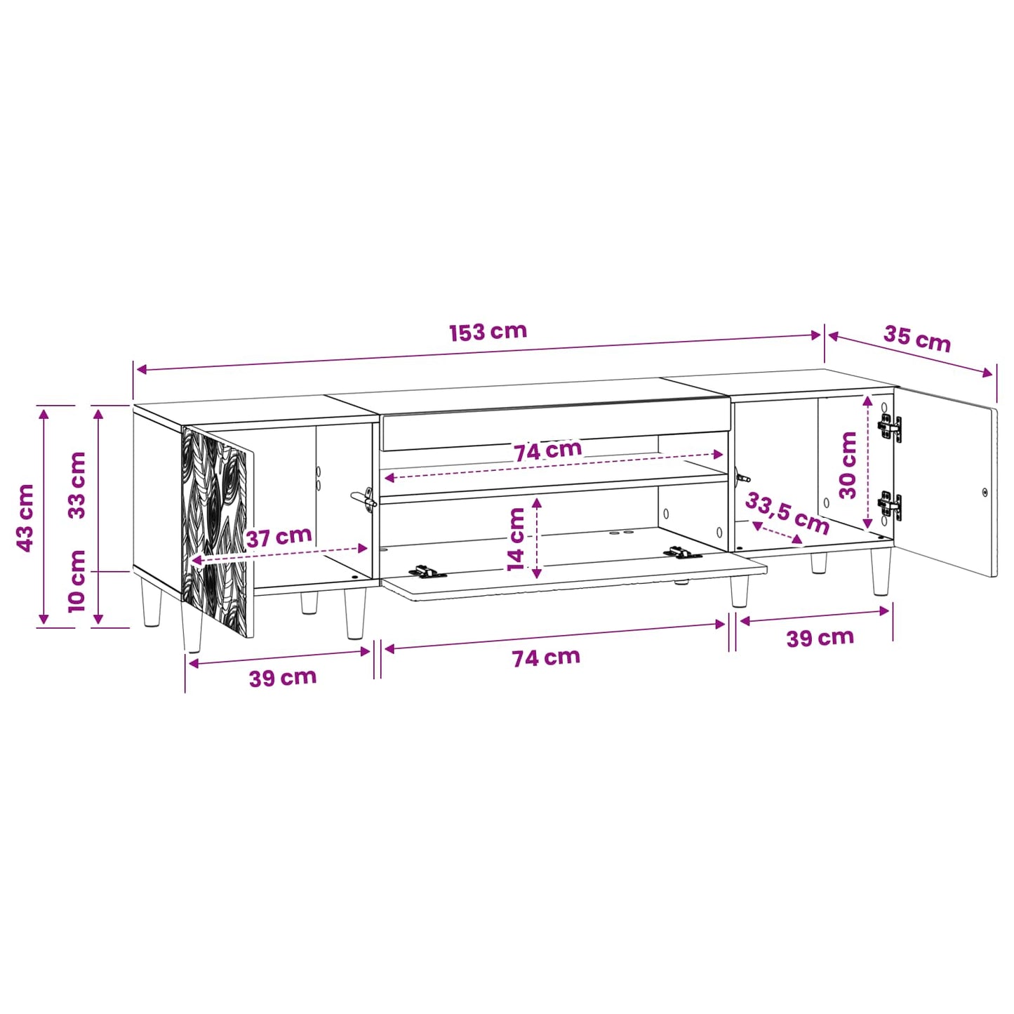 LED TV Cabinet White Engineered Wood