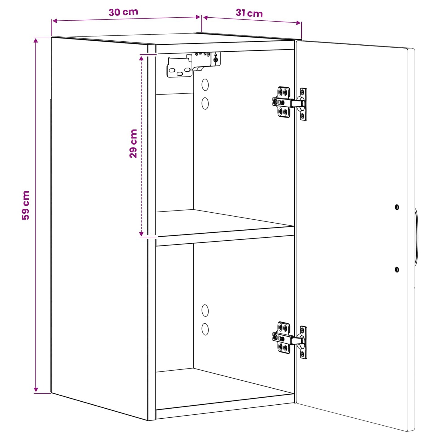 Bathroom Wall Cabinet HOORN Sonoma Oak 30 x 31 x 59 cm