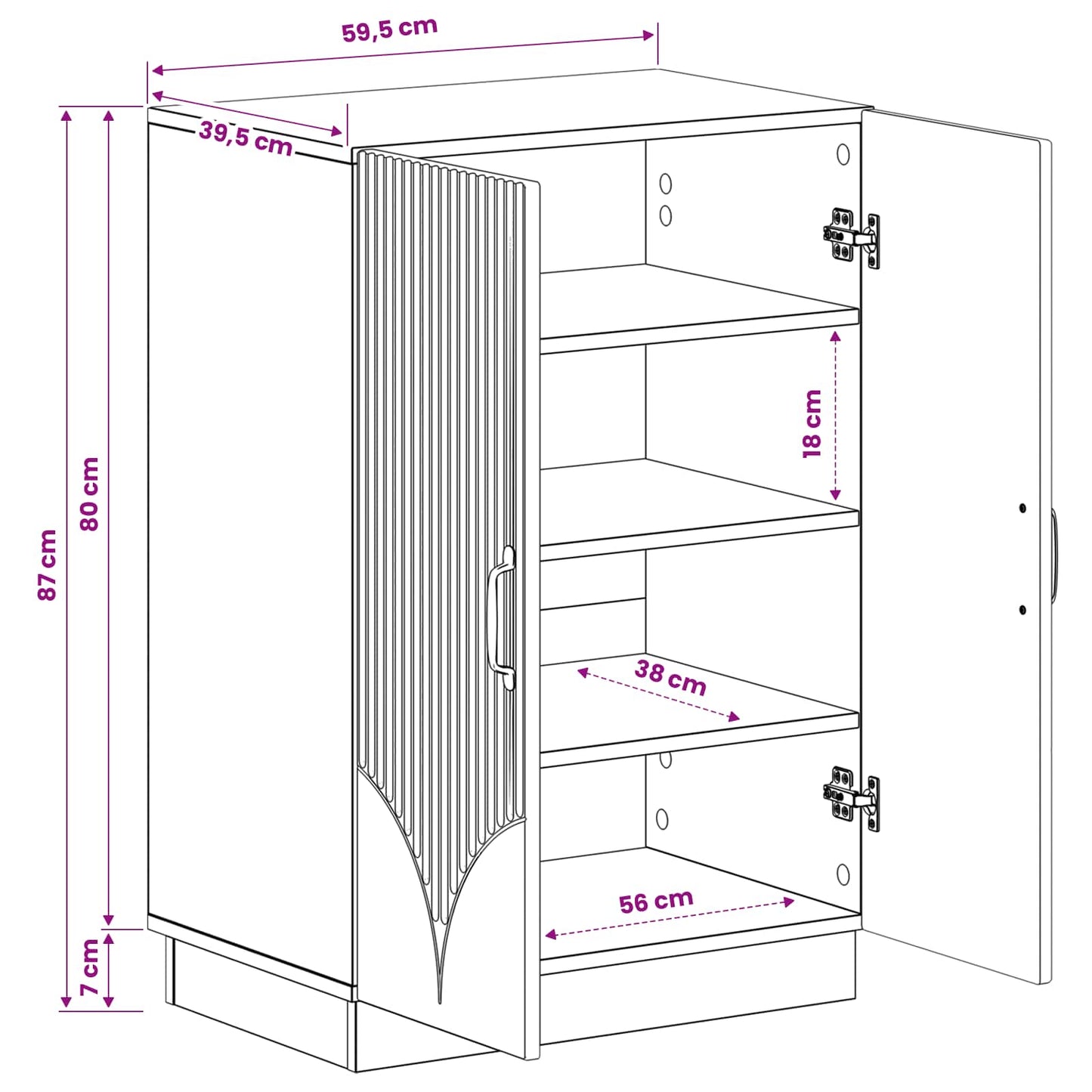 Shoe Cabinet HOORN 59.5 x 39.5 x 87 cm Engineered Wood Black