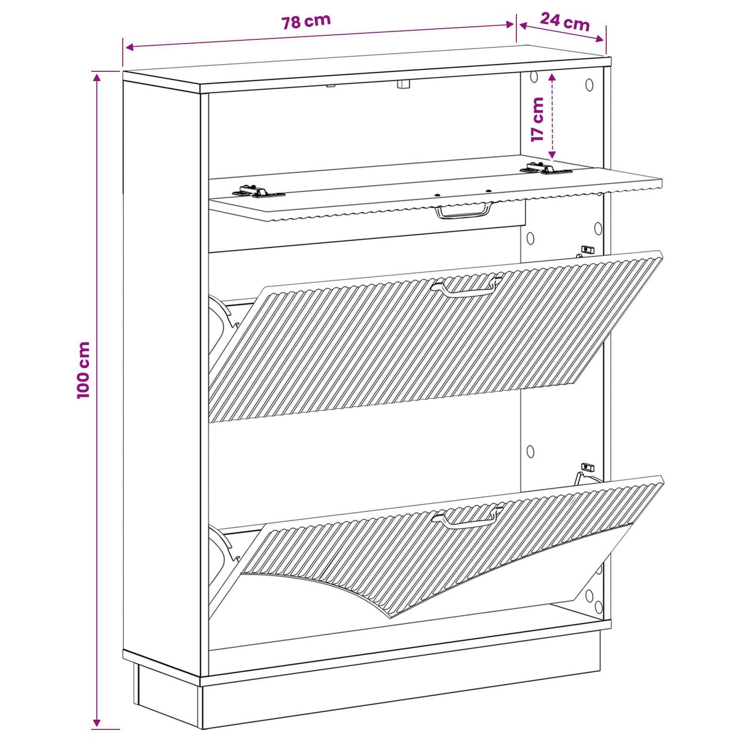 Shoe Cabinet HOORN 78 x 24 x 100 cm Engineered Wood Sonoma Oak
