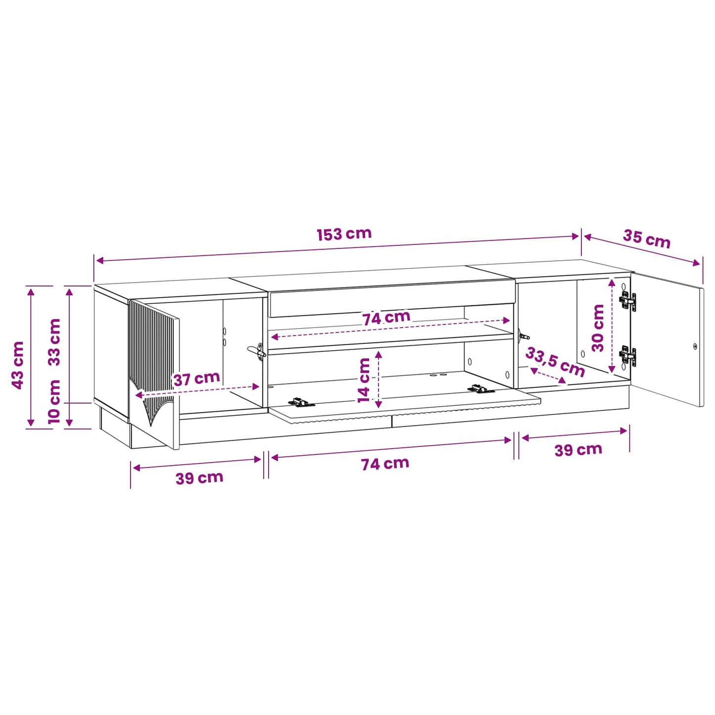 LED TV Cabinet Old Wood Engineered Wood