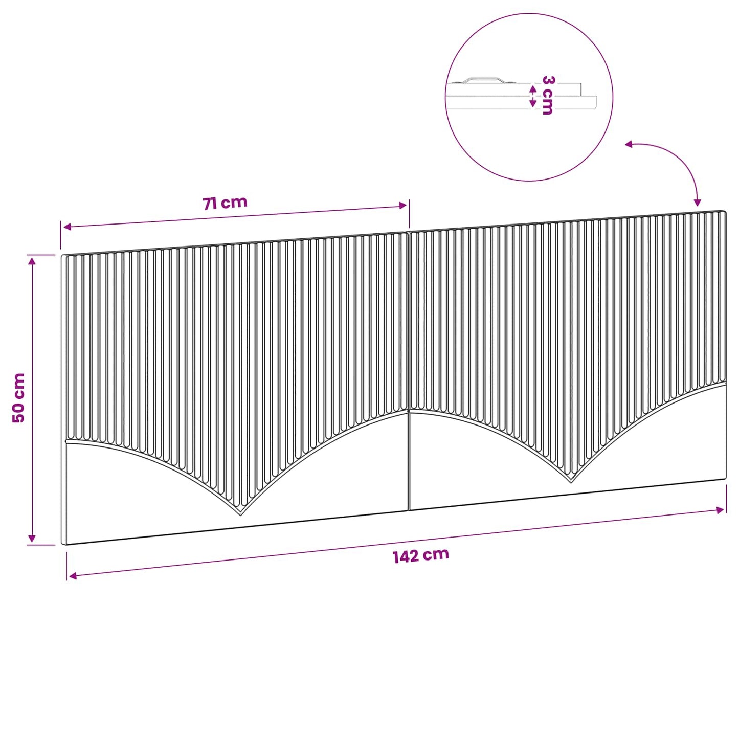Wall-Mounted Headboard HOORN Concrete Grey Engineered Wood