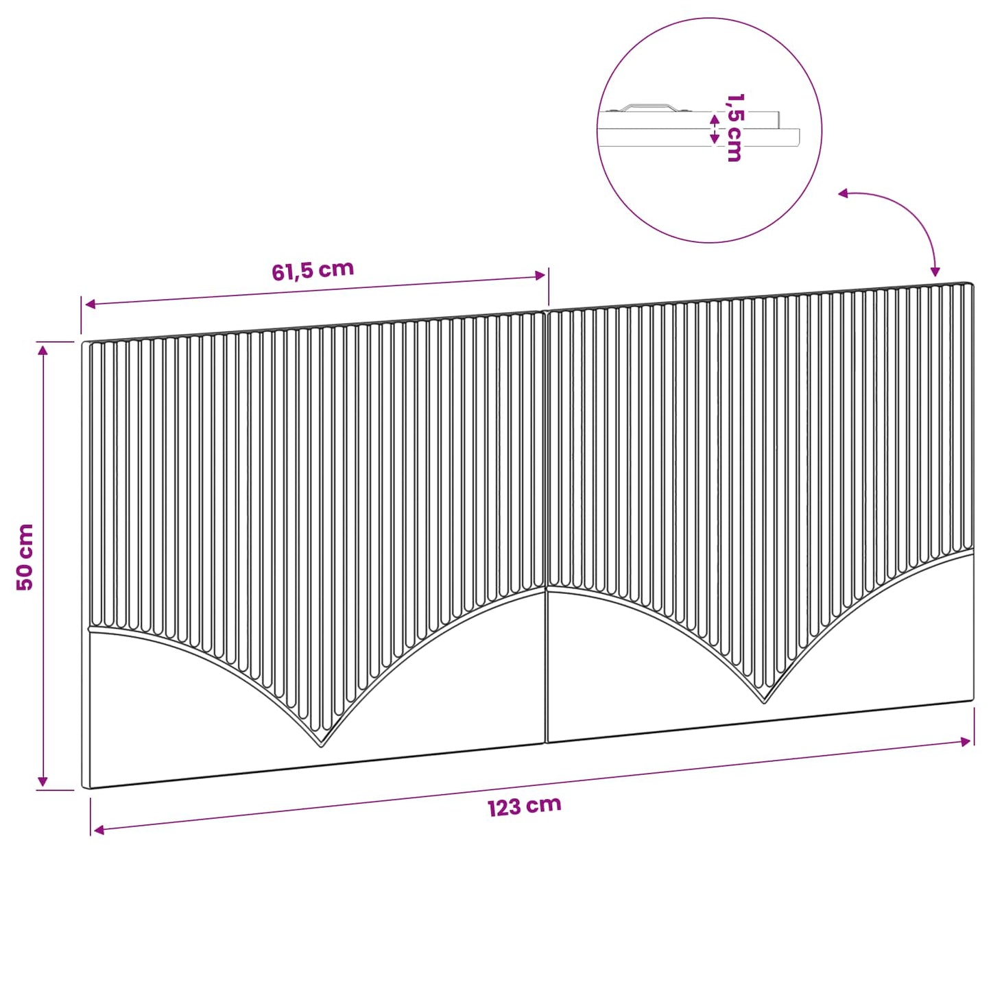 Wall-Mounted Headboard HOORN Sonoma Oak Engineered Wood