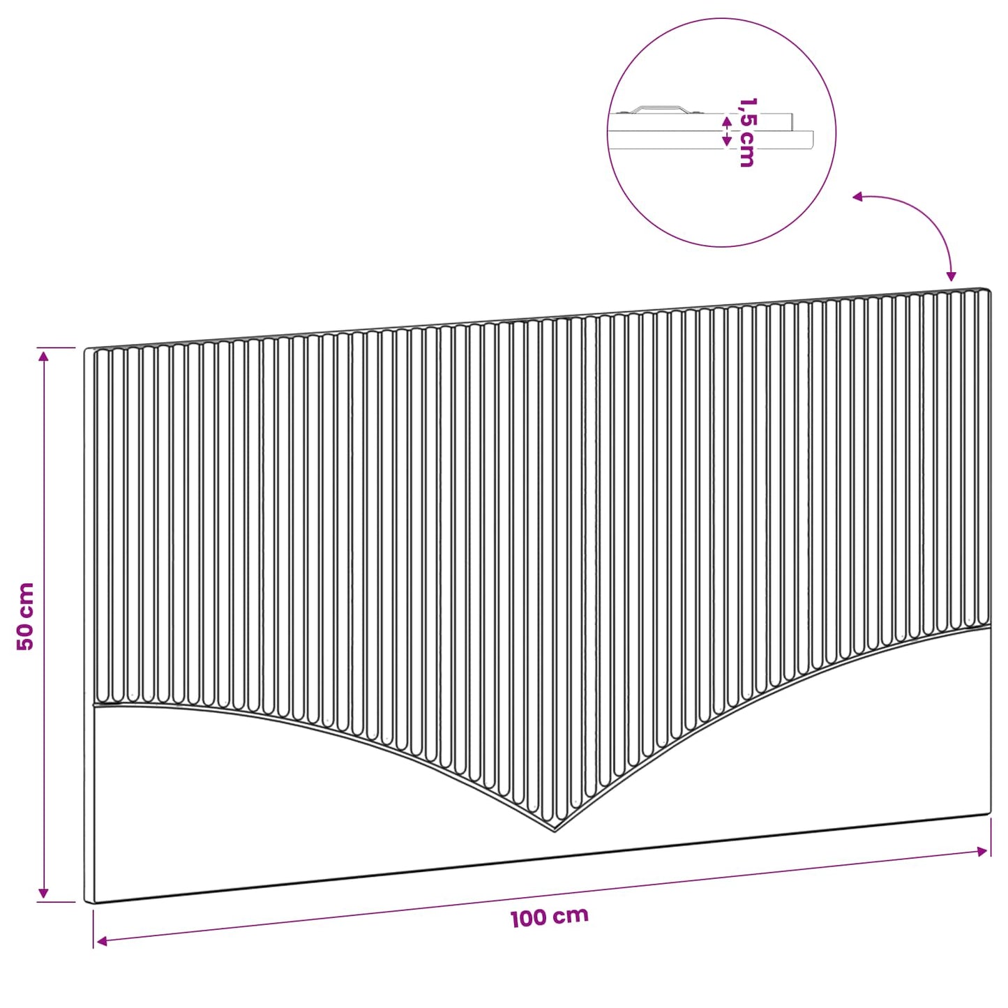 Wall-Mounted Headboard HOORN Concrete Grey Engineered Wood