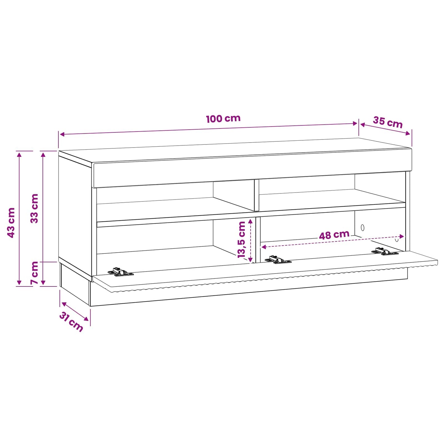 LED TV Cabinet Black Engineered Wood