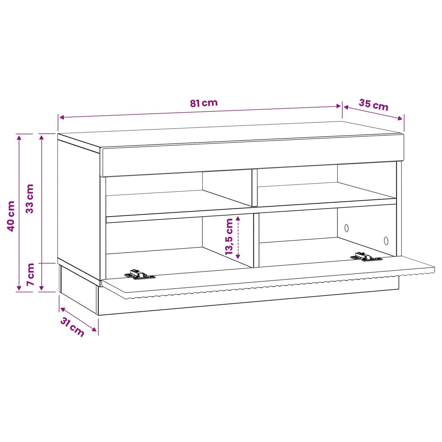 LED TV Cabinet High Gloss White Engineered Wood